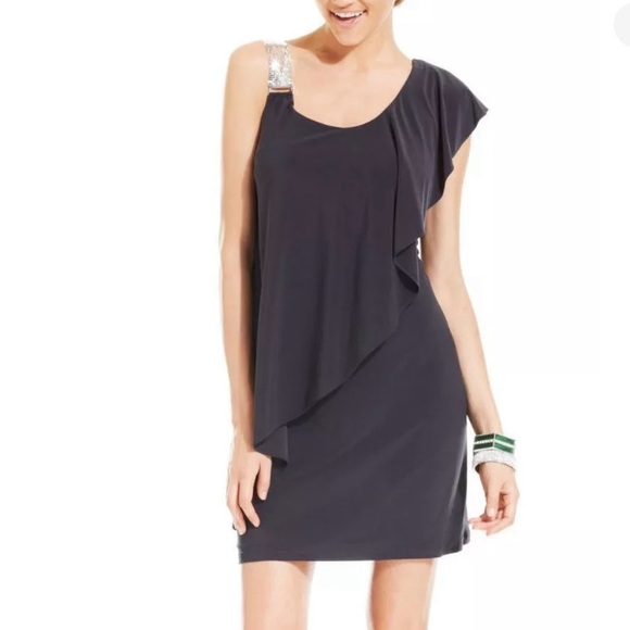 New! Betsy Adam Embelished One Shoulder
Black Dress size 6 - Picture 11 of 16